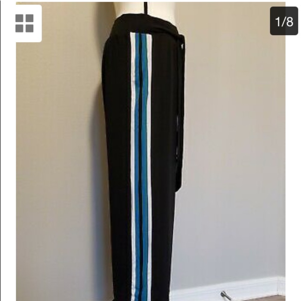 INC striped petite wide leg pants